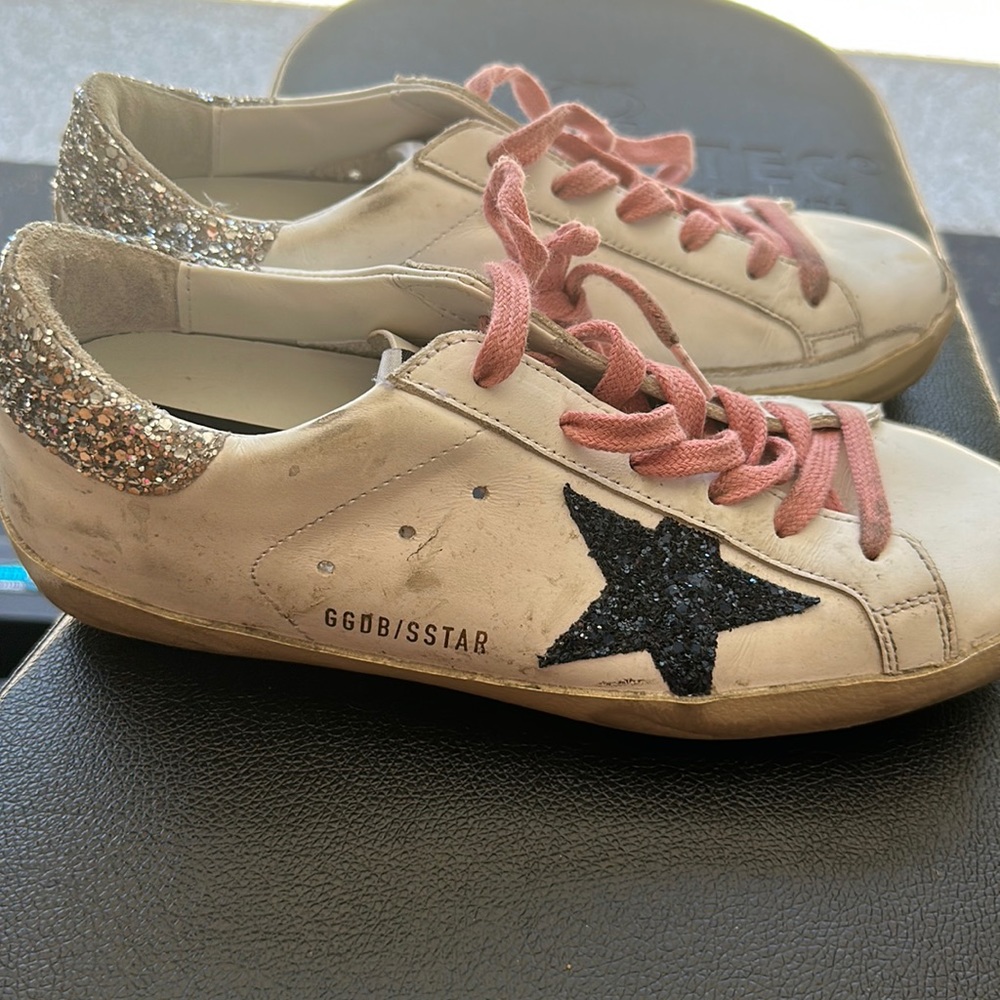 Golden Goose white with baby star and pink laces size 37